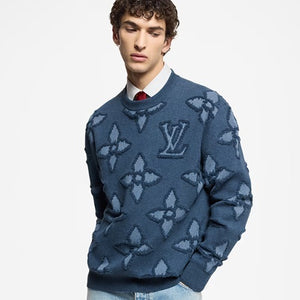 루이비통 텍스처드 코튼 크루넥 블루 1AGJRE