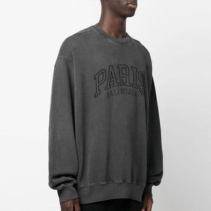 [국내배송] 발렌시아가 파리 피그먼트 맨투맨 블랙 - 재입고 -