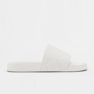 보테가베네타 퀄티드 러버 슬라이드 샌들 화이트