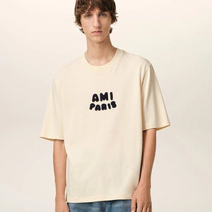 [국내배송] 아미 파리 로고 니트 패치 반팔티 2color