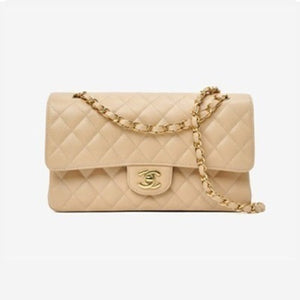 샤넬 클래식 미듐 베이지/금장 A01112
