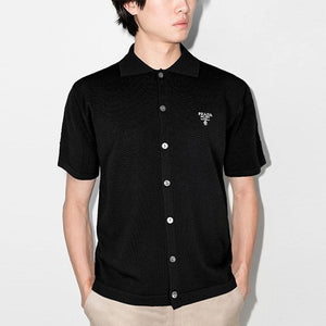 [국내배송] 프라다 밀라노 로고 니트 반팔 가디건 블랙