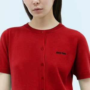 [국내배송] 미우미우 로고 라운드 반팔 가디건 3color