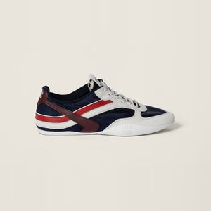 미우미우 김나지움 기능성 소재 및 스웨이드 스니커즈 네이비/레드