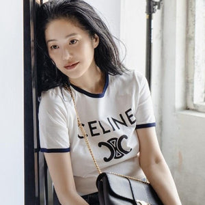 [국내배송] 셀린느 트리오페 프린트 반팔티 화이트 (고현정,다니엘,김지원,이시영 착용)