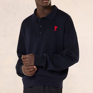 [국내배송] 아미 드 꾀흐 엠브로이더리 카라 니트 5color