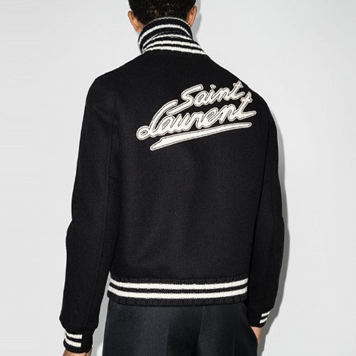 [국내배송] 세인트로랑 바시티 울 테디 자켓 블랙