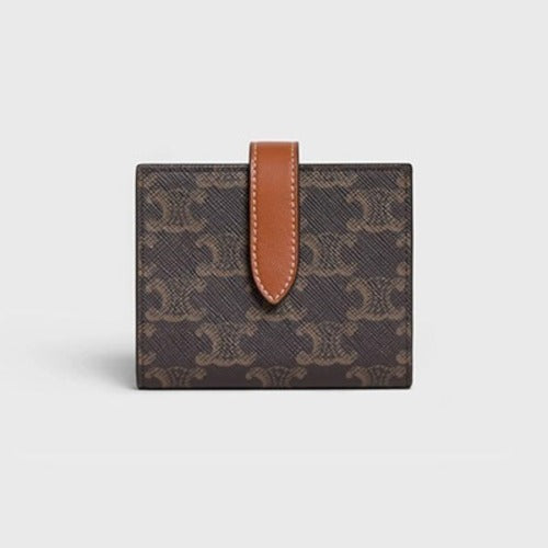 셀린느 트리오페 스몰 스트랩 반지갑 탠