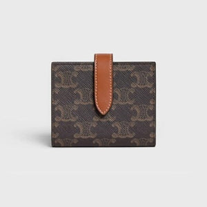 셀린느 트리오페 스몰 스트랩 반지갑 탠