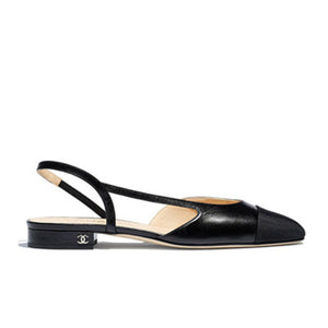 샤넬 투톤 슬링백 플랫 블랙