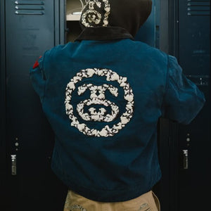 [국내배송] 스투시 X 데님 티어스 캔버스 워크 자켓 블루