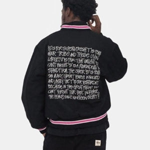 [국내배송] 스투시 S 토크 멜턴 바시티 자켓 블랙 - 재입고 -