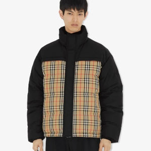 버버리 리버서블 체크 퍼퍼 재킷 베이지/블랙
