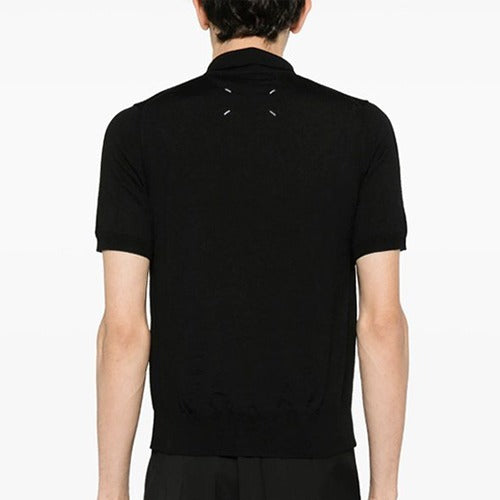 [국내배송] 메종마르지엘라 스티치 카라 반팔 니트 블랙