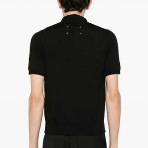 [국내배송] 메종마르지엘라 스티치 카라 반팔 니트 블랙