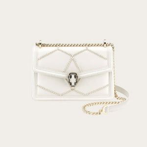 불가리 세르펜티 다이아몬드 블라스트 숄더백 화이트