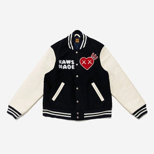 [국내배송] 휴먼 메이드 X 카우스 바시티 자켓 네이비 (쿠기 착용)