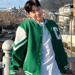 [국내배송] 셀린느 울 블렌드 레더 바시티 자켓 2color (박보검 착용)