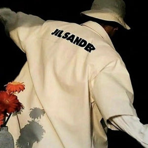 [국내배송] 질샌더 백로고 코튼 반팔 셔츠 크림 - 재입고 -