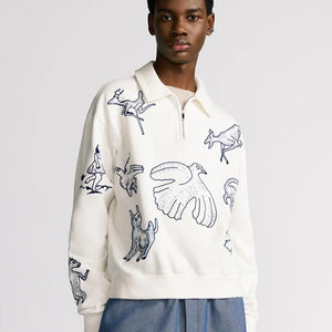 [국내배송] 디올 X 하이튼 넬 지퍼 칼라 스웨트셔츠 화이트