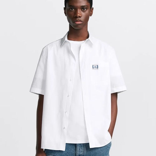 [국내배송] 디올 참 라벨 반소매 셔츠 화이트