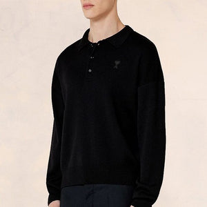 [국내배송] 아미 톤온톤 하트 스몰 로고 카라 니트 5color