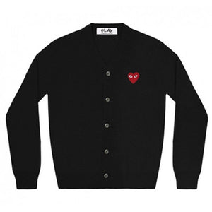 [국내배송/당일출고] 꼼데가르송 V 가디건 블랙/레드와펜