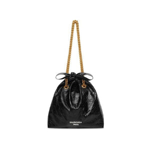 발렌시아가 크러시 스몰 레더 토트백 블랙