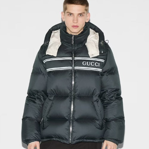 구찌 로고 나일론 푸퍼 재킷 네이비 794822