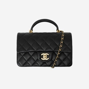 샤넬 탑핸들 미니 플랩백 램스킨 블랙/금장 AS2431 (조이,김희선 착용)