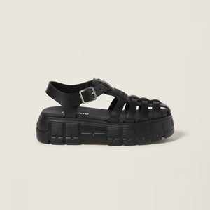 미우미우 EVA 플랫폼 케이지 샌들 블랙