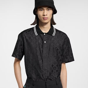 루이비통 무아레 자카드 쇼트 슬리브드 실크 셔츠 1AGTP1