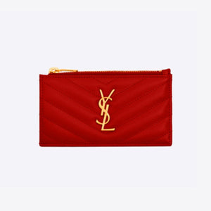 세인트로랑 모노그램 프라그망 지퍼 카드지갑 레드