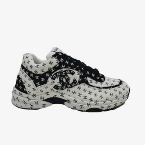 샤넬 프린티드 스니커즈 화이트/블랙로고