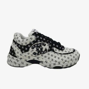 샤넬 프린티드 스니커즈 화이트/블랙로고