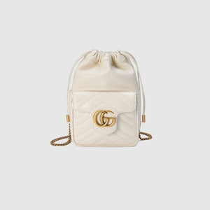 구찌 GG 마몬트 드로우스트링 미니 버킷백 화이트746433