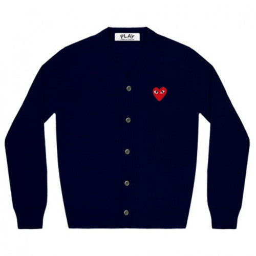 [국내배송/당일출고] 꼼데가르송 V 가디건 네이비/레드와펜