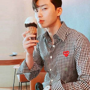 [국내배송/당일출고] 꼼데가르송 고방 체크 셔츠 블랙(박서준,권지용,현빈 착용)