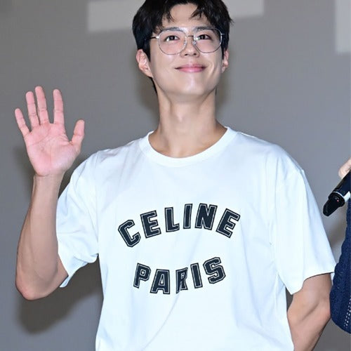 [국내배송/당일출고] 셀린느 파리 로고 프린트 반팔티 화이트 (박보검 착용)