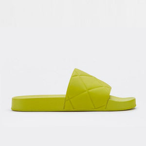 보테가베네타 퀄티드 러버 슬라이드 샌들 그린