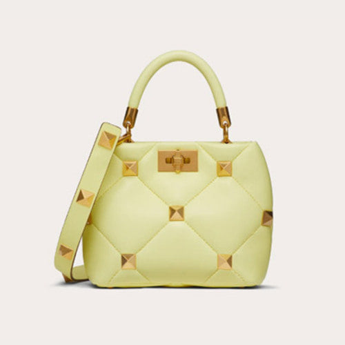 발렌티노 로만스터드 탑 핸들백 S 라임