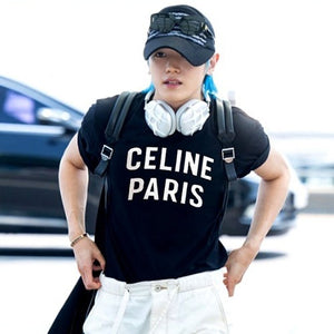 [국내배송/당일출고] 셀린느 파리 프린트 로고 반팔티 블랙 (뉴진스 다니엘 등 착용)