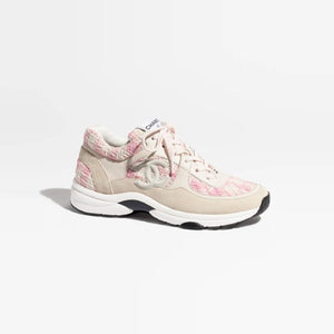 샤넬 CC 로고 트위드 스니커즈 핑크 G38299