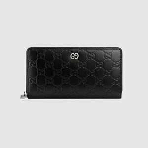 구찌 시그니처 지퍼 장지갑 블랙