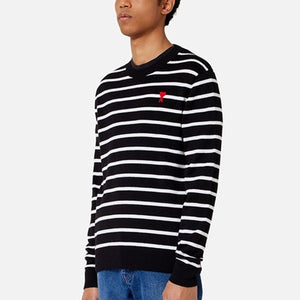 [국내배송] 아미 드 꾀흐 스트라이프 크루넥 스웨터 블랙