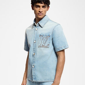 루이비통 LV 쇼트 슬리브드 데님 셔츠 1AGJOP