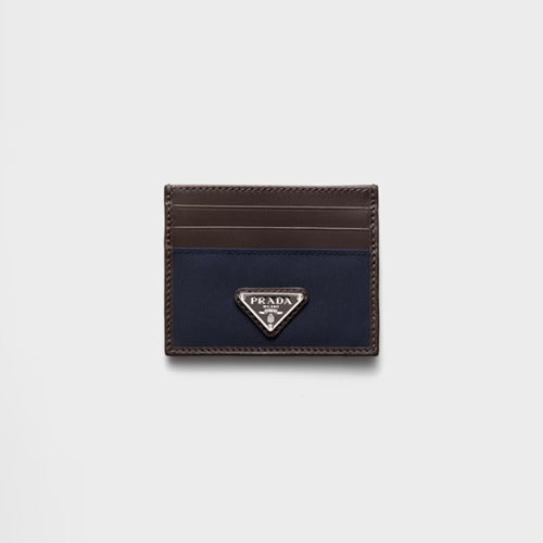 프라다 리나일론 및 가죽 카드 지갑 블루 2MC025