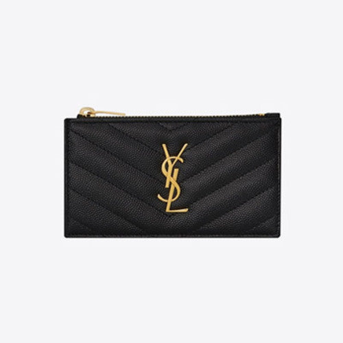 세인트로랑 모노그램 프라그망 지퍼 카드지갑 블랙