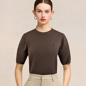 [국내배송] 아미 톤온톤 하트 스몰 로고 반팔 니트 여성용 5color