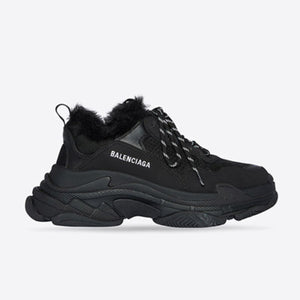 발렌시아가 트리플S 페이크 퍼 스니커즈 블랙